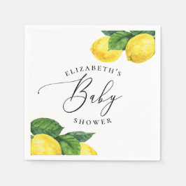 Lemon Baby Shower | Watercolor Summer Citrus Pappersservett