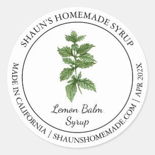 Lemon Balm Syrup Modern etikett