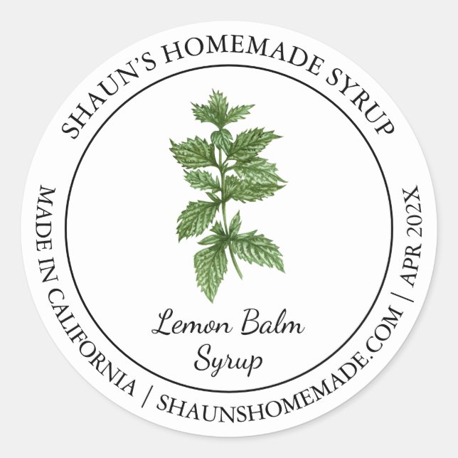 Lemon Balm Syrup Modern etikett (Framsida)
