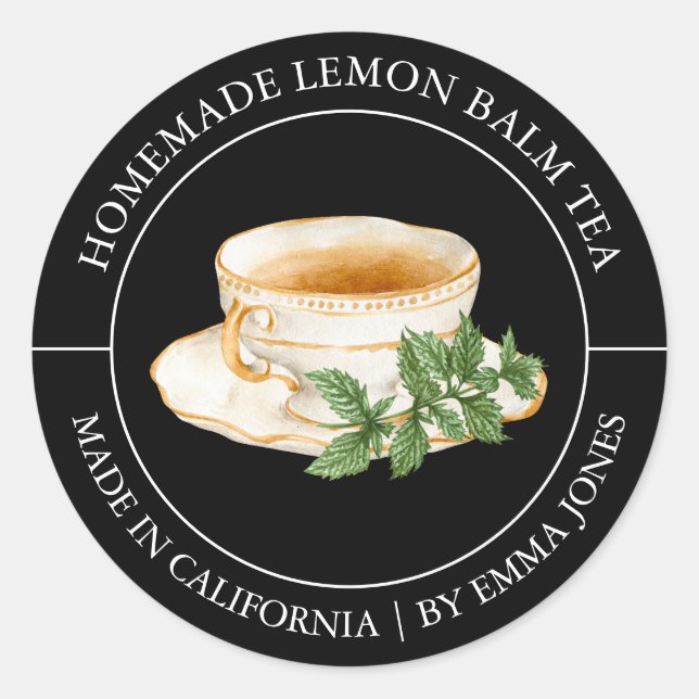 Lemon Balm Tea Modern etikett (Framsida)