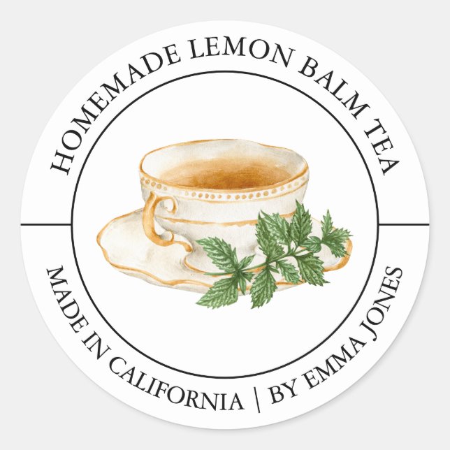 Lemon Balm Tea Modern etikett (Framsida)