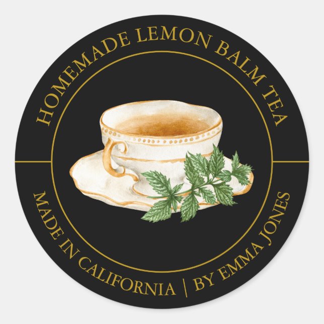 Lemon Balm Tea Modern etikett (Framsida)