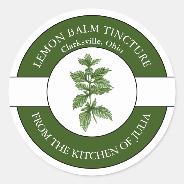 Lemon Balm Tincture-etikett Runt Klistermärke (Framsida)