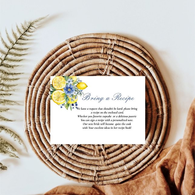 Lemon Blå Blommig Receptbok för bruden Tilläggskort (Skapare uppladdad)