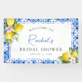 Lemon Blå Kakel Blommig Bröllopsfest Välkommen