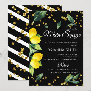 Lemon Black Theme Elegant Inbjudningskort för möhi