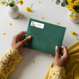 Lemon Blommar Blommigt Träd Elegant  Minimal Bröll Returadress Etikett