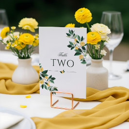 Lemon Blommar Blommigt Träd Elegant White Bröllop Bordsnummer