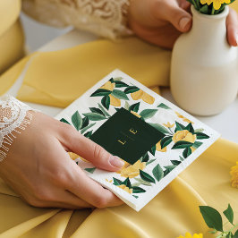 Lemon Blommar Blommigt Träd Elegant White Bröllop Pappersservett