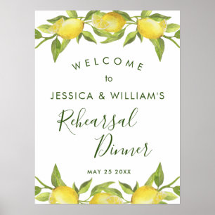 Lemon Blommar Greenery Rehearsal Dinner Sign Poster