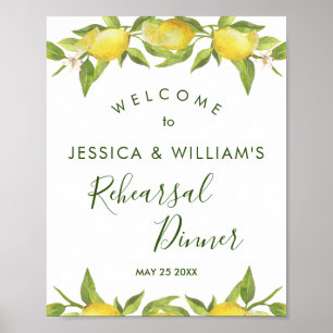 Lemon Blommar Greenery Rehearsal Dinner Sign Poster