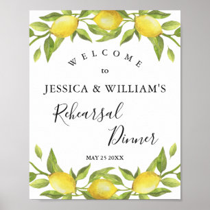 Lemon Blommar Greenery Rehearsal Dinner Sign Poster