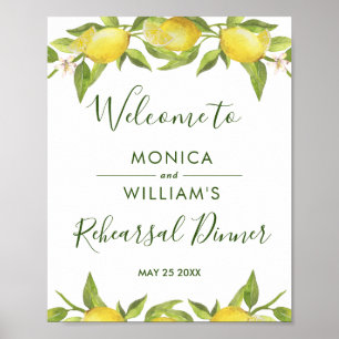 Lemon Blommar Greenery Rehearsal Dinner Sign Poster