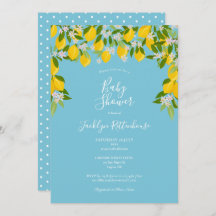 Lemon Blommar Greenery Watercolor Baby Shower