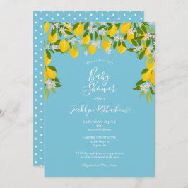 Lemon Blommar Greenery Watercolor Baby Shower Inbjudningar