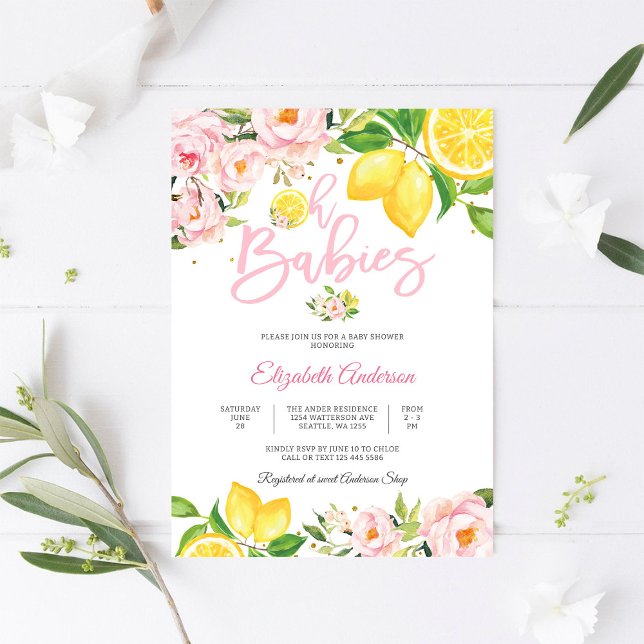 Lemon Blommig Baby Shower Inbjudan (Skapare uppladdad)