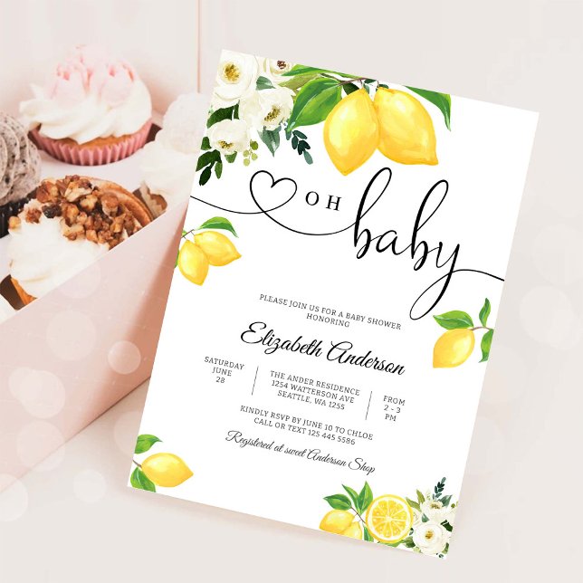Lemon Blommig Baby Shower Inbjudan (Skapare uppladdad)