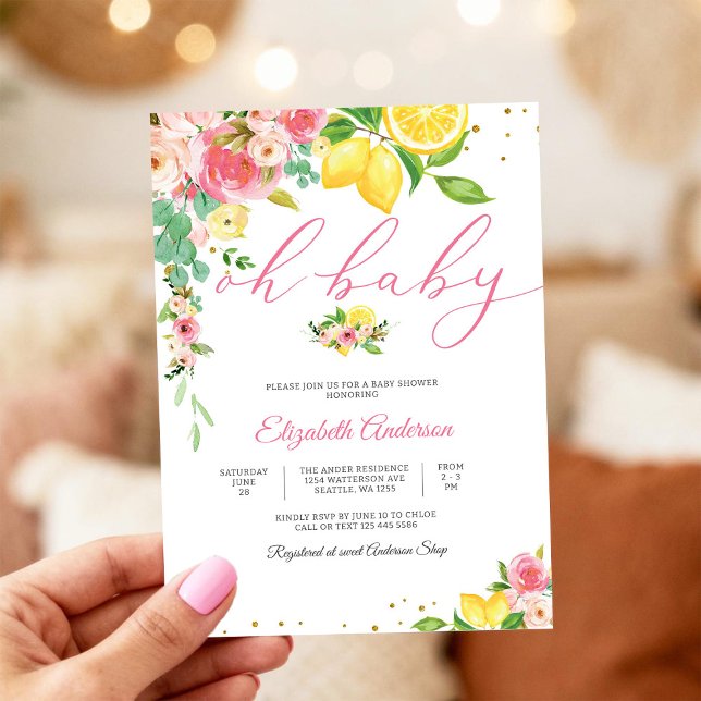Lemon Blommig Baby Shower Inbjudan (Skapare uppladdad)