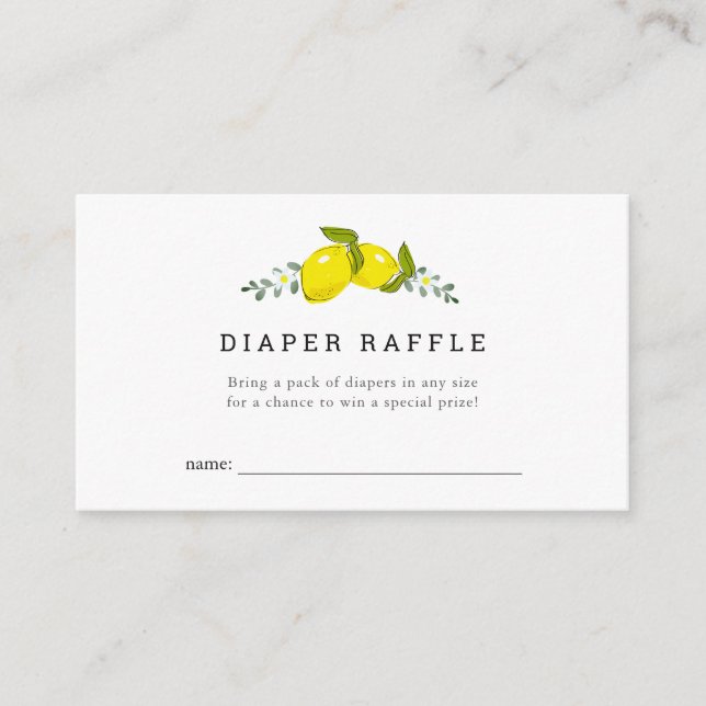 Lemon Blommigt Baby Shower Diaper Raffle Biljett Tilläggskort (Framsida)