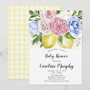Lemon Blommigt Baby Shower inbjudan Kön neutralt