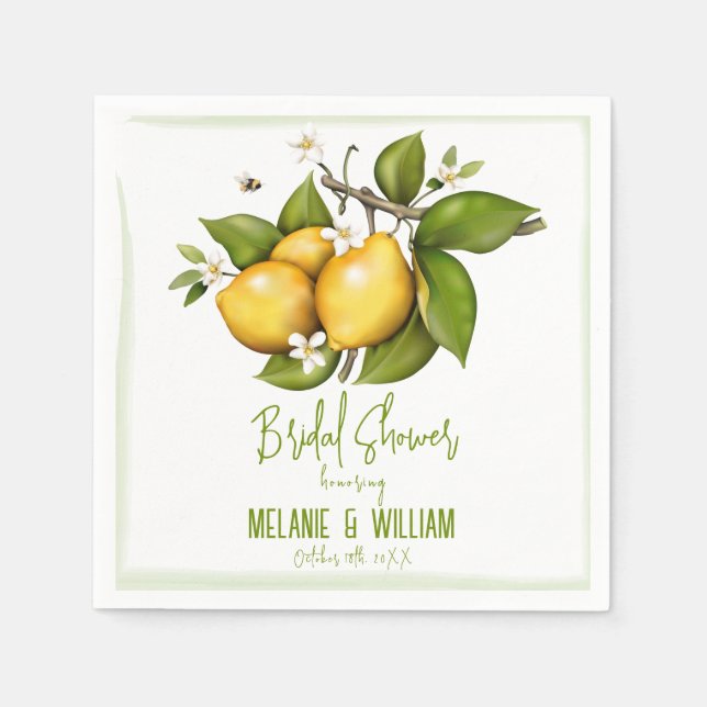 Lemon Blommigt Botanical Pappersservett (Framsidan)