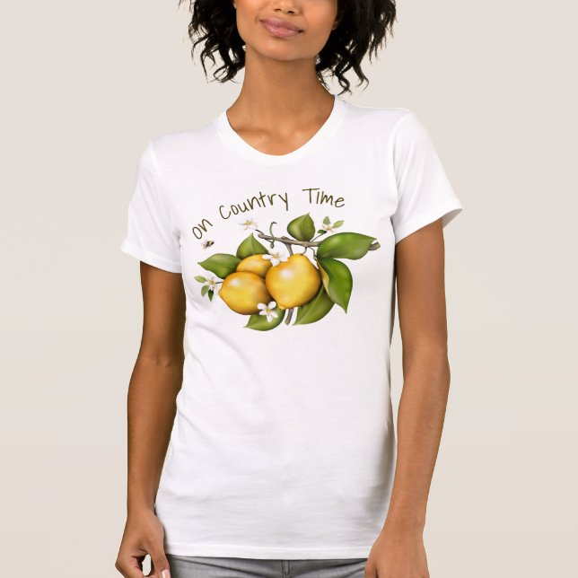 Lemon Blommigt Botanical T Shirt (Framsida)