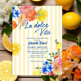 Lemon blommigt italian sommartid Möhippa Inbjudningar