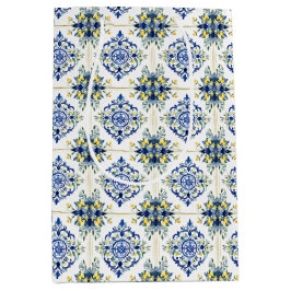 Lemon Blommigt italiensk Tile Blue and White Decou