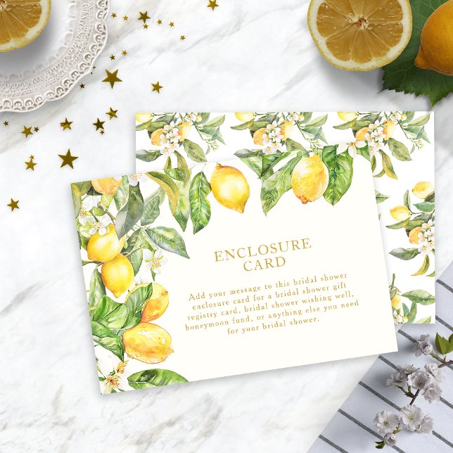 Lemon Blommigt Möhippa Tilläggskort (Lemon Floral Bridal Shower Enclosure Card by Painted Paperie
)