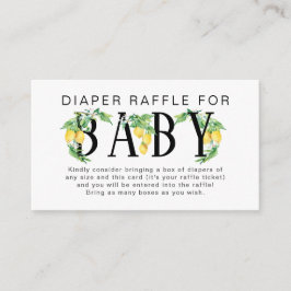Lemon Blommigt Navy Blue White Diaper Raffle Tilläggskort