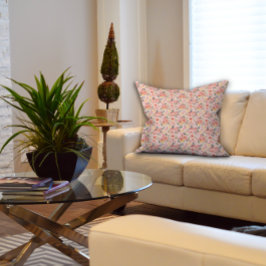 Lemon Blommigt rosa Peony rustic Mönster Kudde