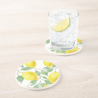 Lemon Blommigt Round Stone Underlägg