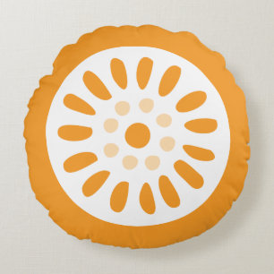 Lemon Blommigt Rund Kudde