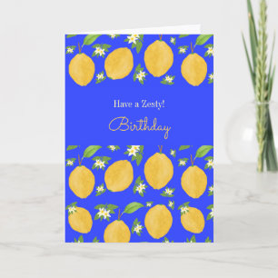 Lemon Bloom Kollektion mönstrad blå Födelsedag Kort