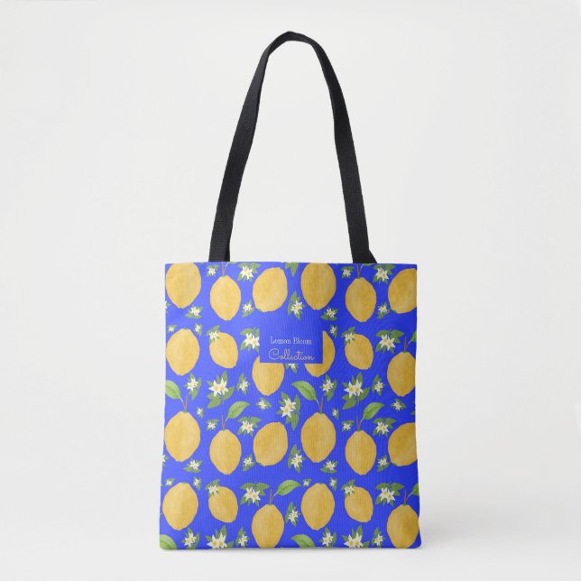 Lemon Bloom Kollektion mönstrad blå Tygkasse (Framsida)