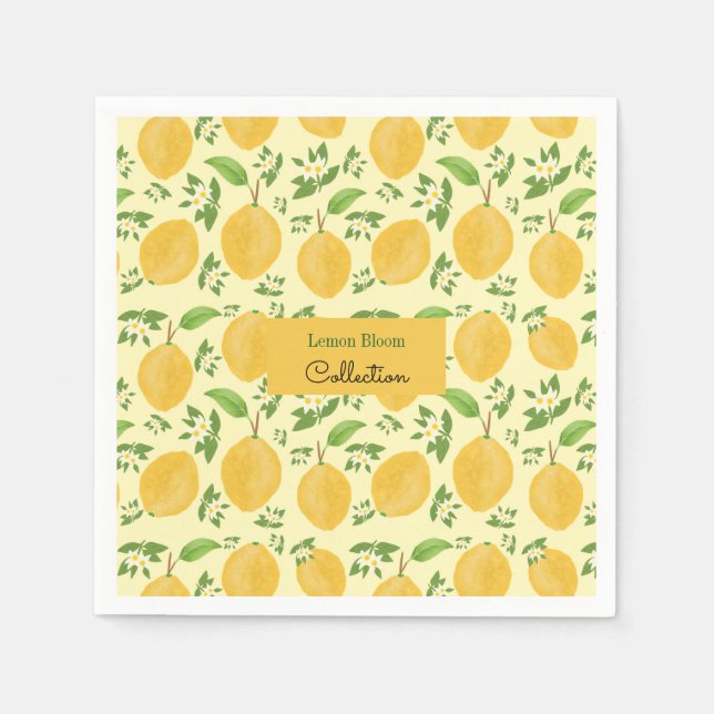 Lemon Bloom Kollektion mönstrad gul Pappersservett (Framsidan)