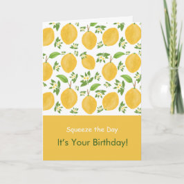 Lemon Bloom Kollektion mönstrat vitt Födelsedag Kort