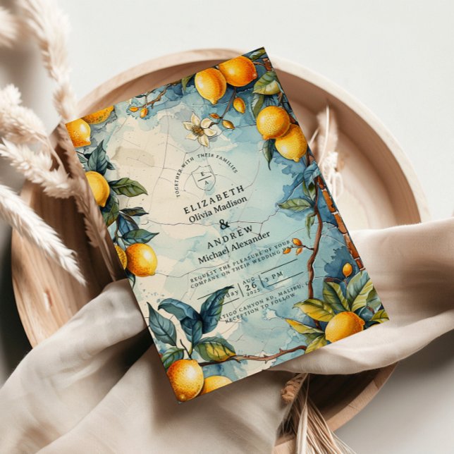 Lemon Blossom Garden Wedding Inbjudningar (Skapare uppladdad)