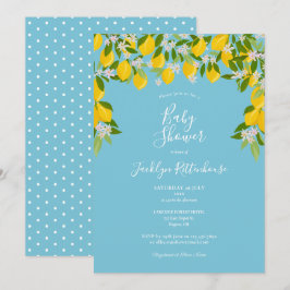 Lemon Blossom Grönska Watercolour Baby Shower Inbjudningar