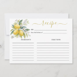 Lemon Blossom Watercolor Recipe Card Inbjudningar