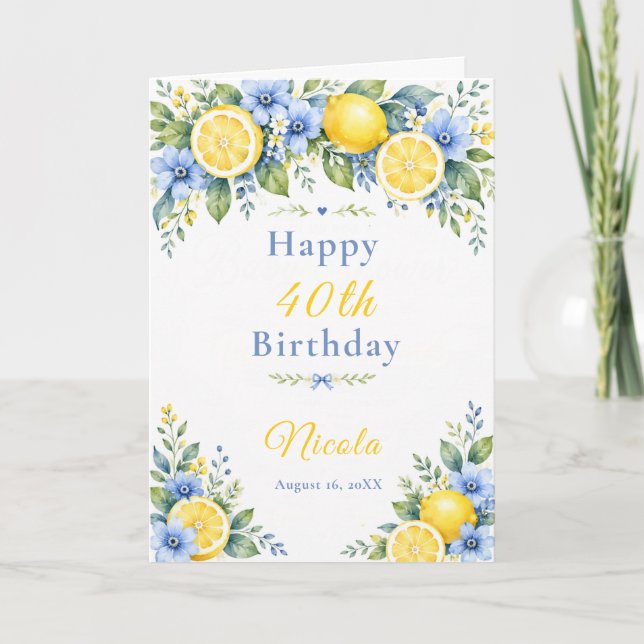 Lemon Blue 40-årsdag Kort (Framsida)