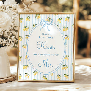 Lemon Blue Bow Italienska vet hur många Kisse Poster