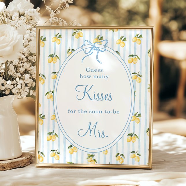 Lemon Blue Bow Italienska vet hur många Kisse Poster (Skapare uppladdad)