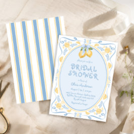 Lemon Blue Bow Whimsical Inbjudningskort för möhip