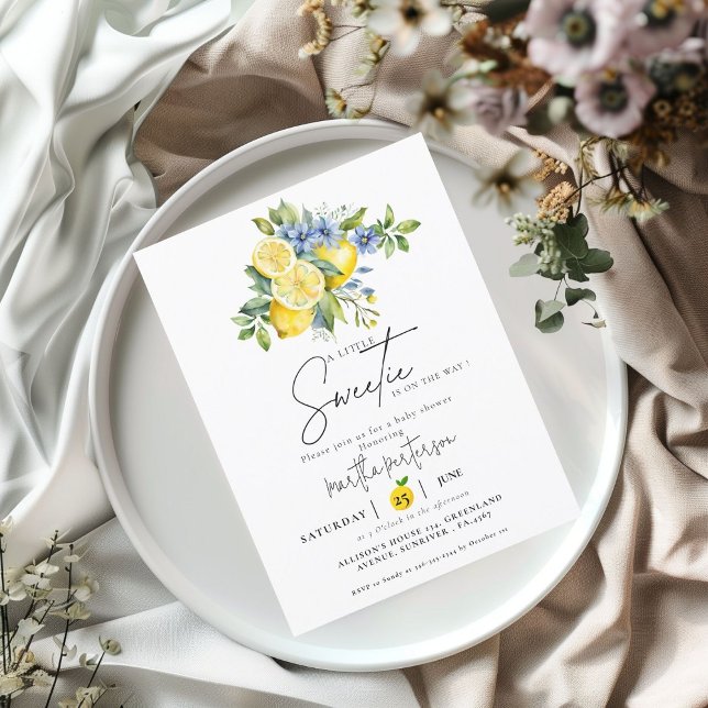 Lemon Blue Citrus Fruit Summer Baby Shower Inbjudningar (Skapare uppladdad)