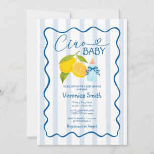 Lemon Blue Italien Ciao Baby Shower Inbjudan