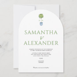 Lemon Blue Mediteranean Garden Grönt Bröllop Inbjudningar