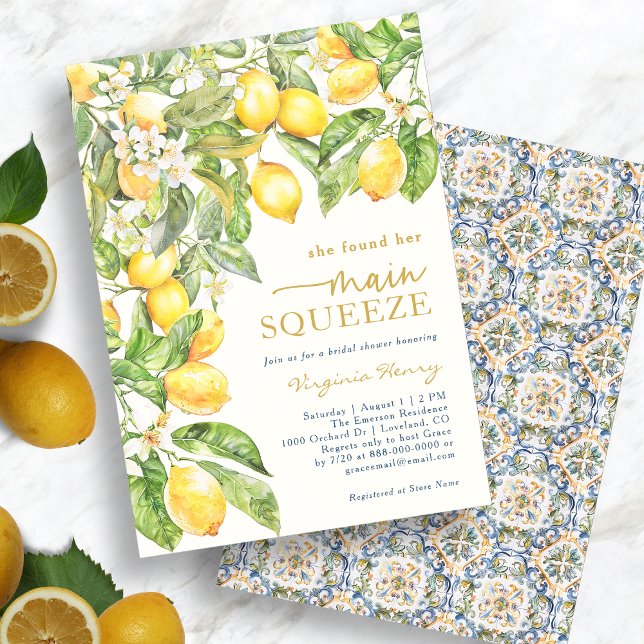 Lemon Blue-Möhippa Inbjudningar (Lemon Blue Bridal Shower Invitation
)