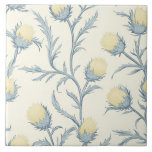 Lemon Blue Thistle Blommigt Flower Mönster Kakelplatta<br><div class="desc">Ett vackert tema. I söt neutralt färg är denna slående,  inspirerade utformning en mjuk och söt tar på sig en blomma mönster.</div>