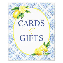 Lemon Blue Tile Möhippa Cards och presentkort